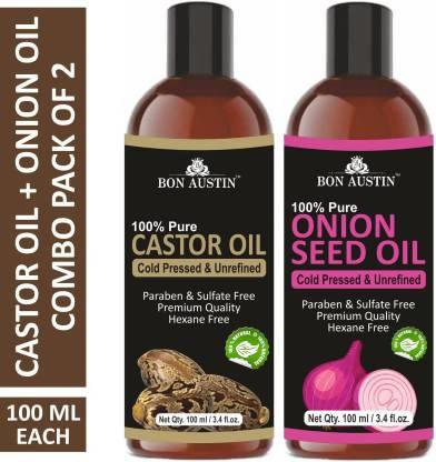 Bon Austin 100% Pure & Natural Castor Oil & Onion Seed Hair Oil (Pack of 2)